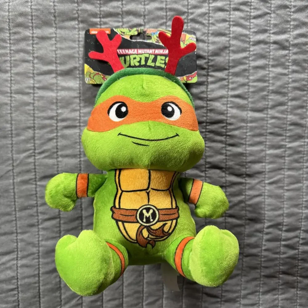 TMNT Plush Dog Toy Teenage Mutant Ninja Turtles Michelangelo Holiday Reindeer