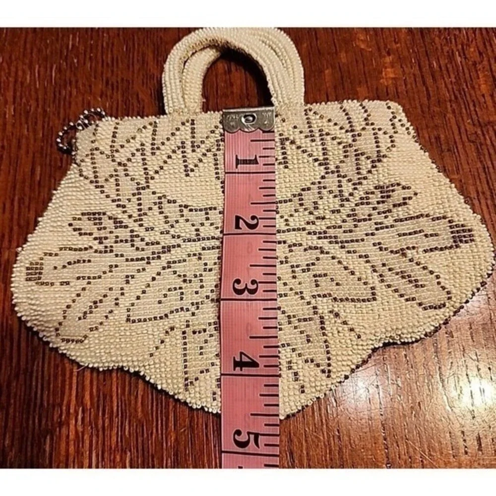 Vintage White Small Beaded Clutch‎ Purse Made in Czechoslovakia By Hand