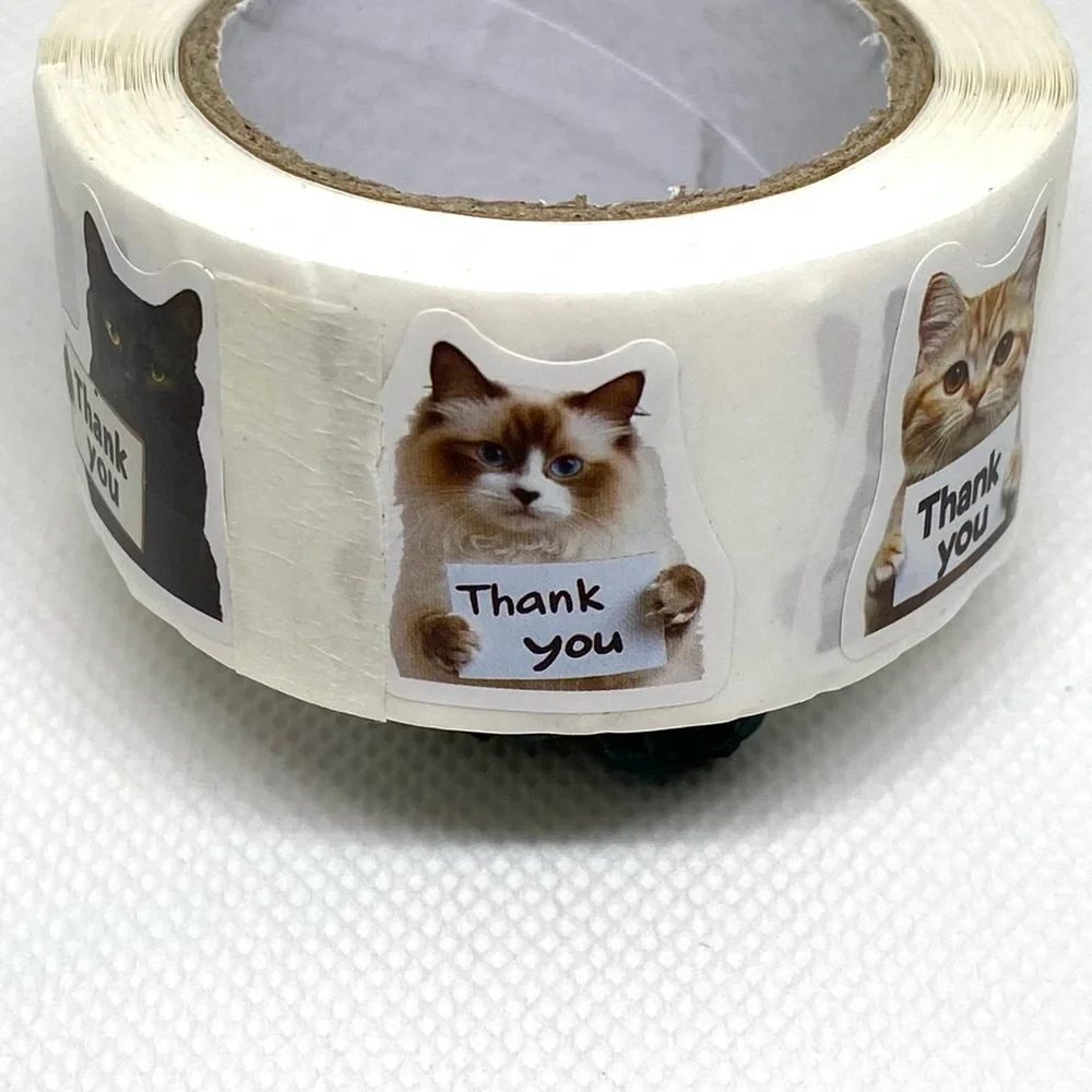 Let 500 Kitties Do the Talking on Your Packages - Cat “Thank You” Sticker Roll