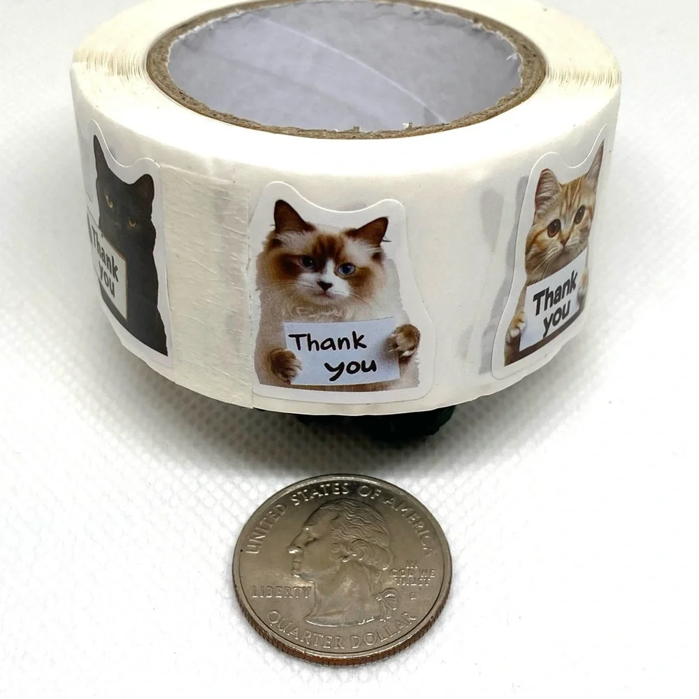 Let 500 Kitties Do the Talking on Your Packages - Cat “Thank You” Sticker Roll