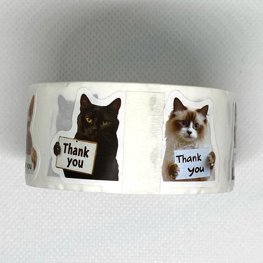 Let 500 Kitties Do the Talking on Your Packages - Cat “Thank You” Sticker Roll
