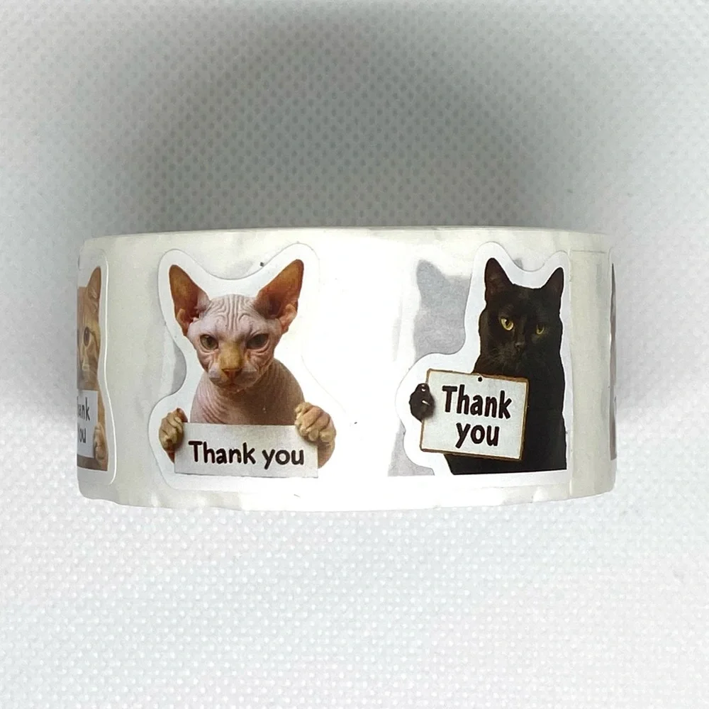 Let 500 Kitties Do the Talking on Your Packages - Cat “Thank You” Sticker Roll