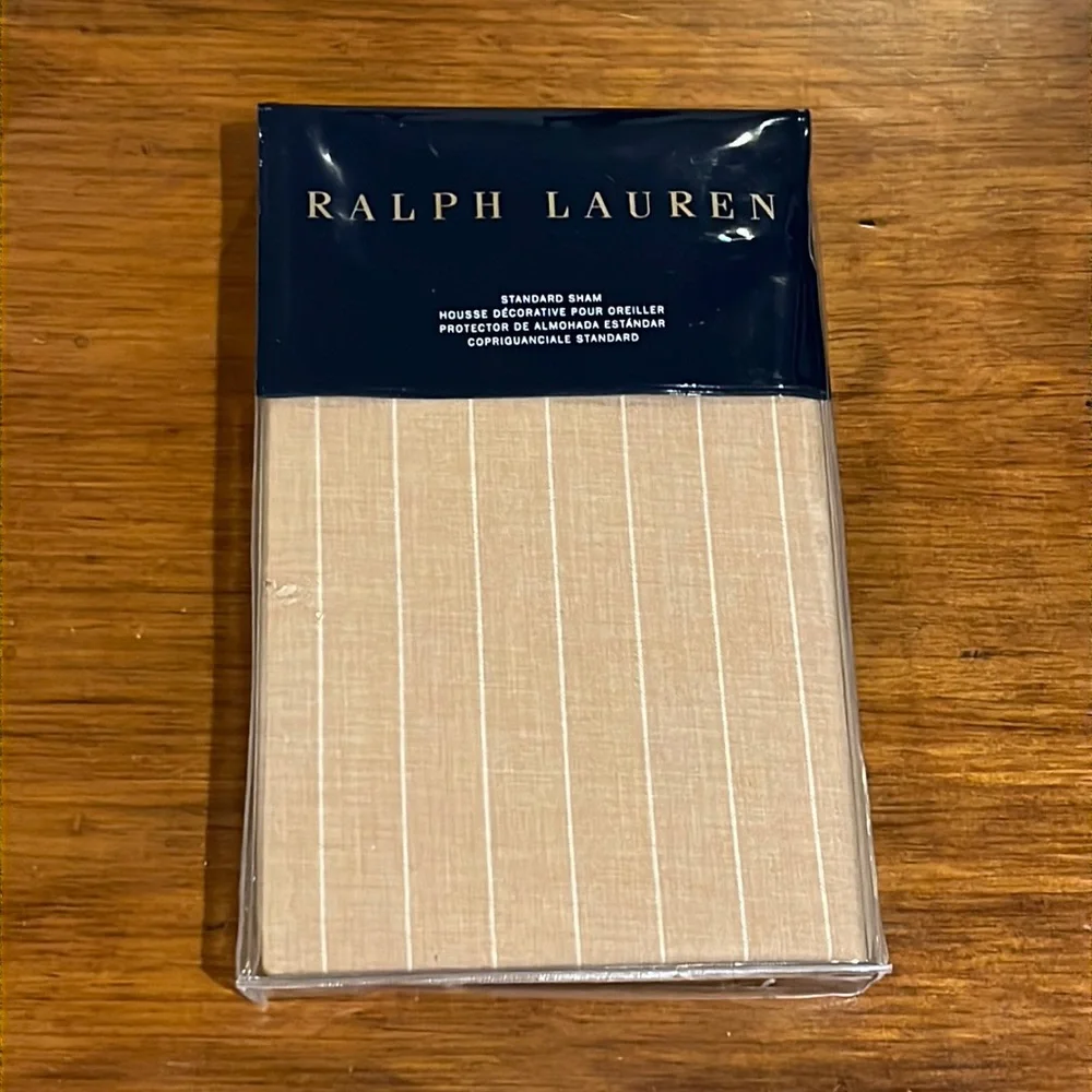 Ralph Lauren Beckett Haberdashery Standard Pillow Sham Camel new 20”x28”