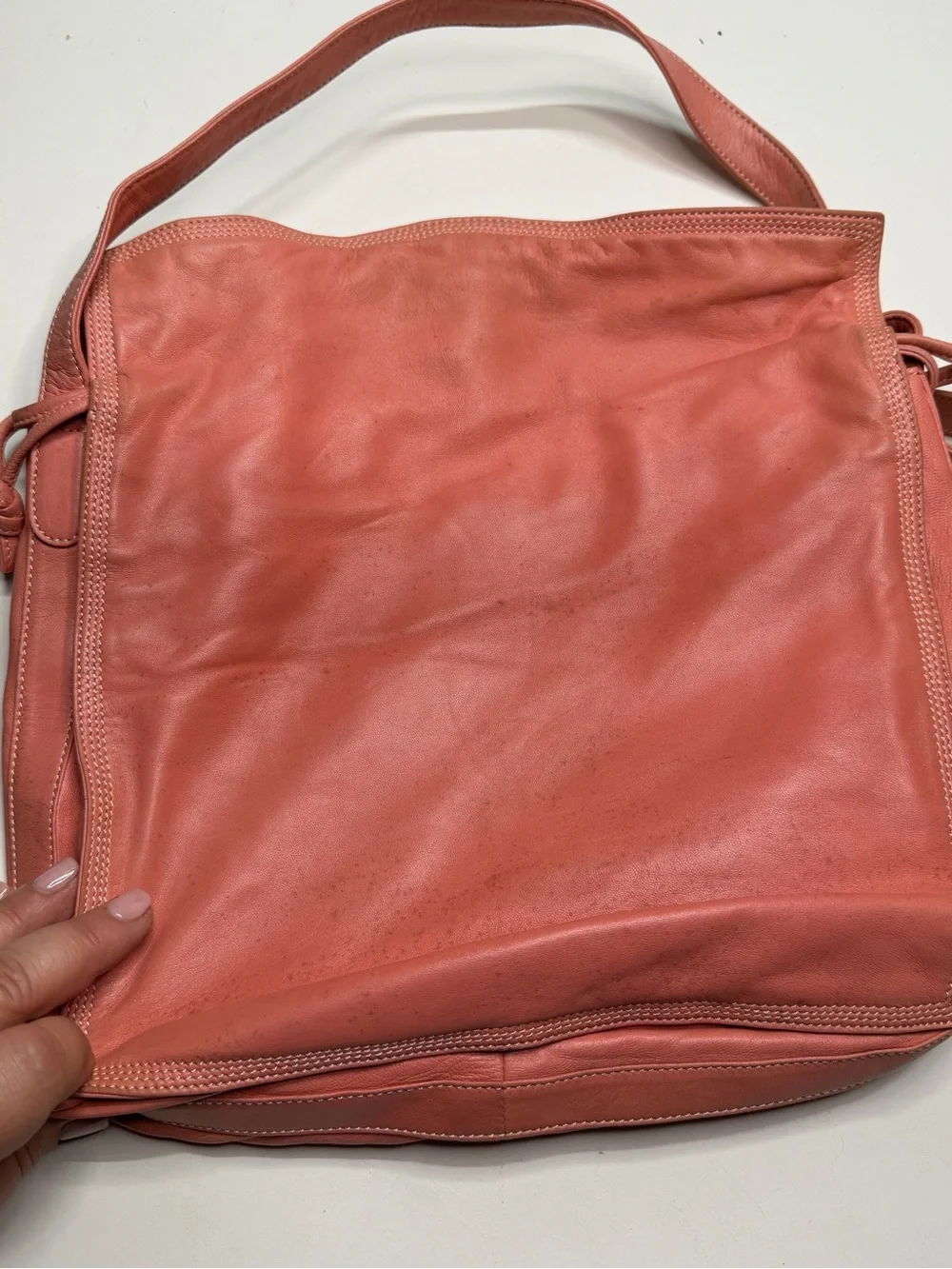 Loewe Coral Pink Leather Shoulder Bag with Anagram Detail