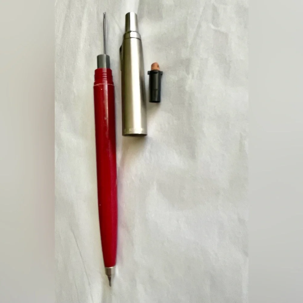 1988 USA Made Parker Mechanical Pencil Vintage 11E Stainless Steel Red Burgundy
