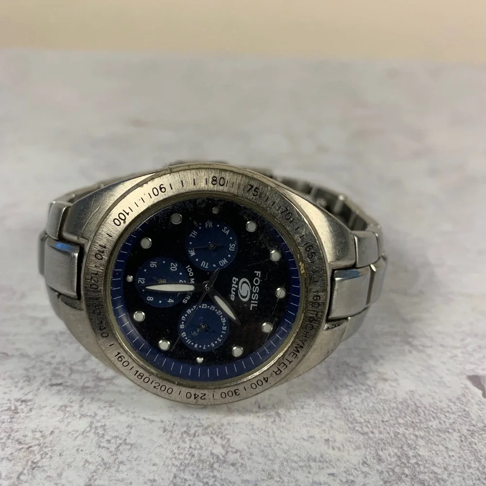 Fossil Blue Men's‎ Chronograph Tachymeter Blue Dial Stainless Steel Watch