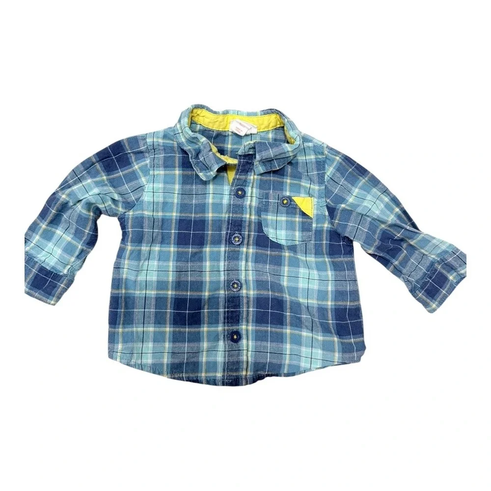 Carter's Cat & Jack Baby Boy 3-6M‎ Clothing Lot 7pc Plaid Shirts Jeans Pants Set