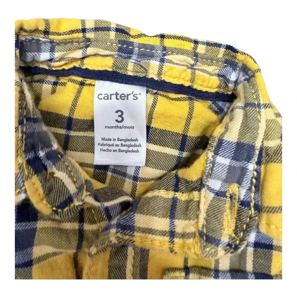 Carter's Cat & Jack Baby Boy 3-6M‎ Clothing Lot 7pc Plaid Shirts Jeans Pants Set