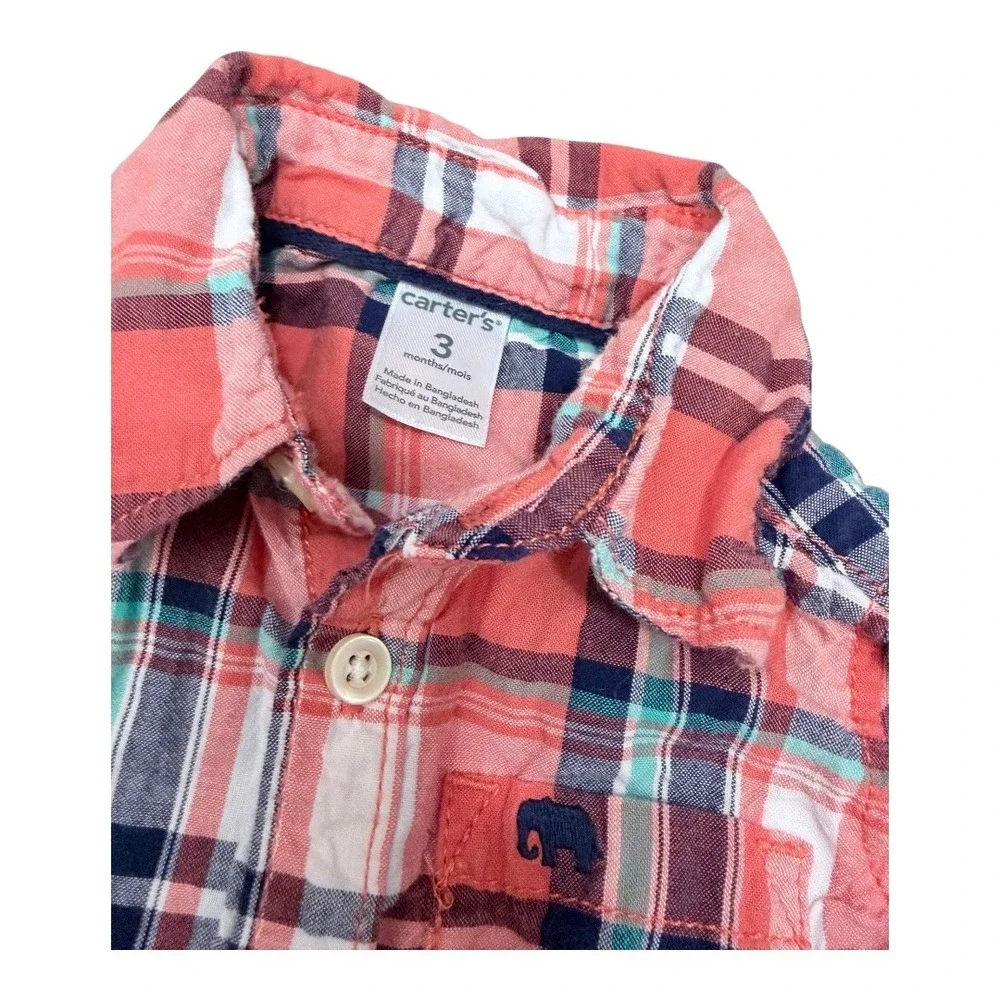 Carter's Cat & Jack Baby Boy 3-6M‎ Clothing Lot 7pc Plaid Shirts Jeans Pants Set