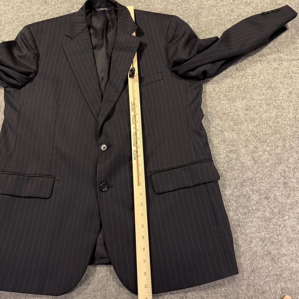 Brooks Brothers 1818 Madison Suit Jacket Mens 43R Navy Blue Pinstripe Two Button