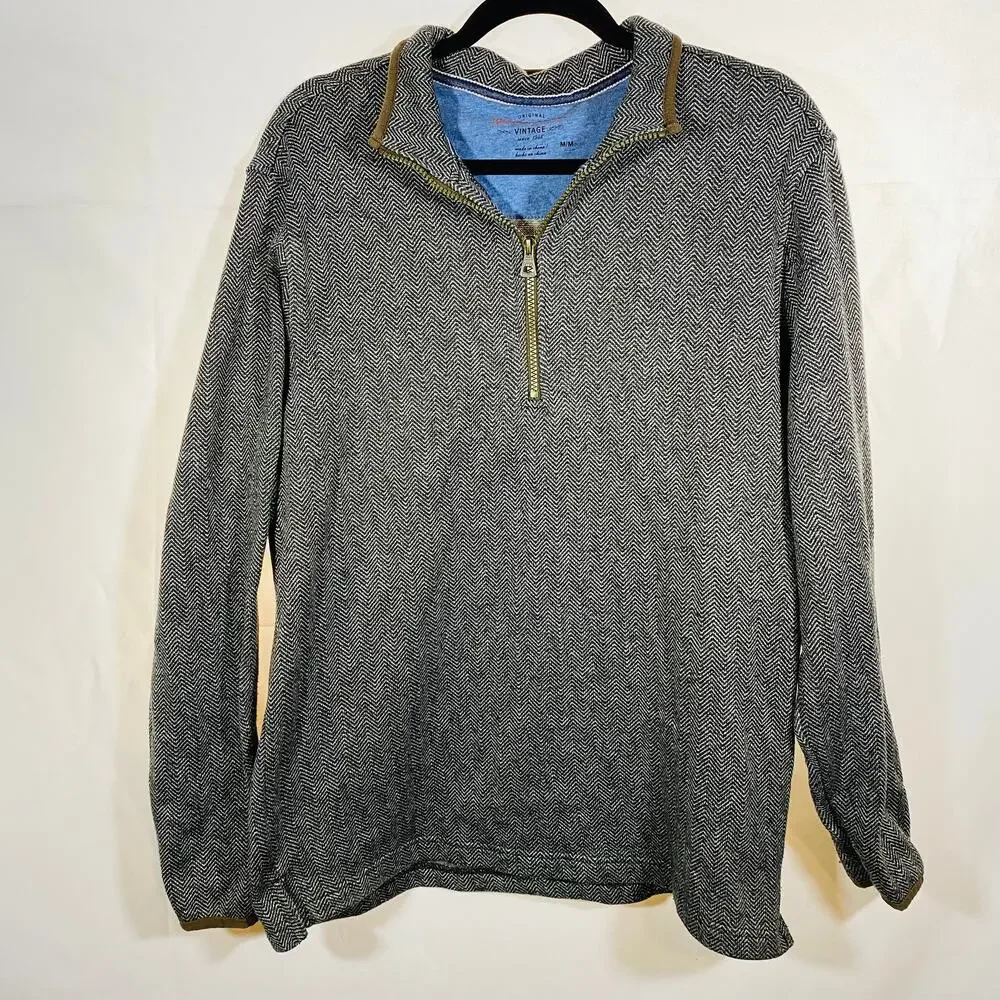 Men's Weatherproof Herringbone Quarter Zip  Pullover Sweater Medium‎