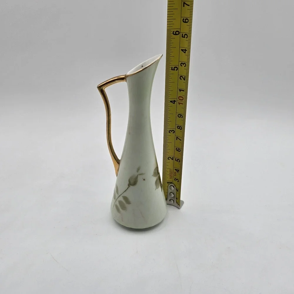 Vintage Handpainted Lefton Heritage Floral Rose Bud Vase Miniature Pitcher 748