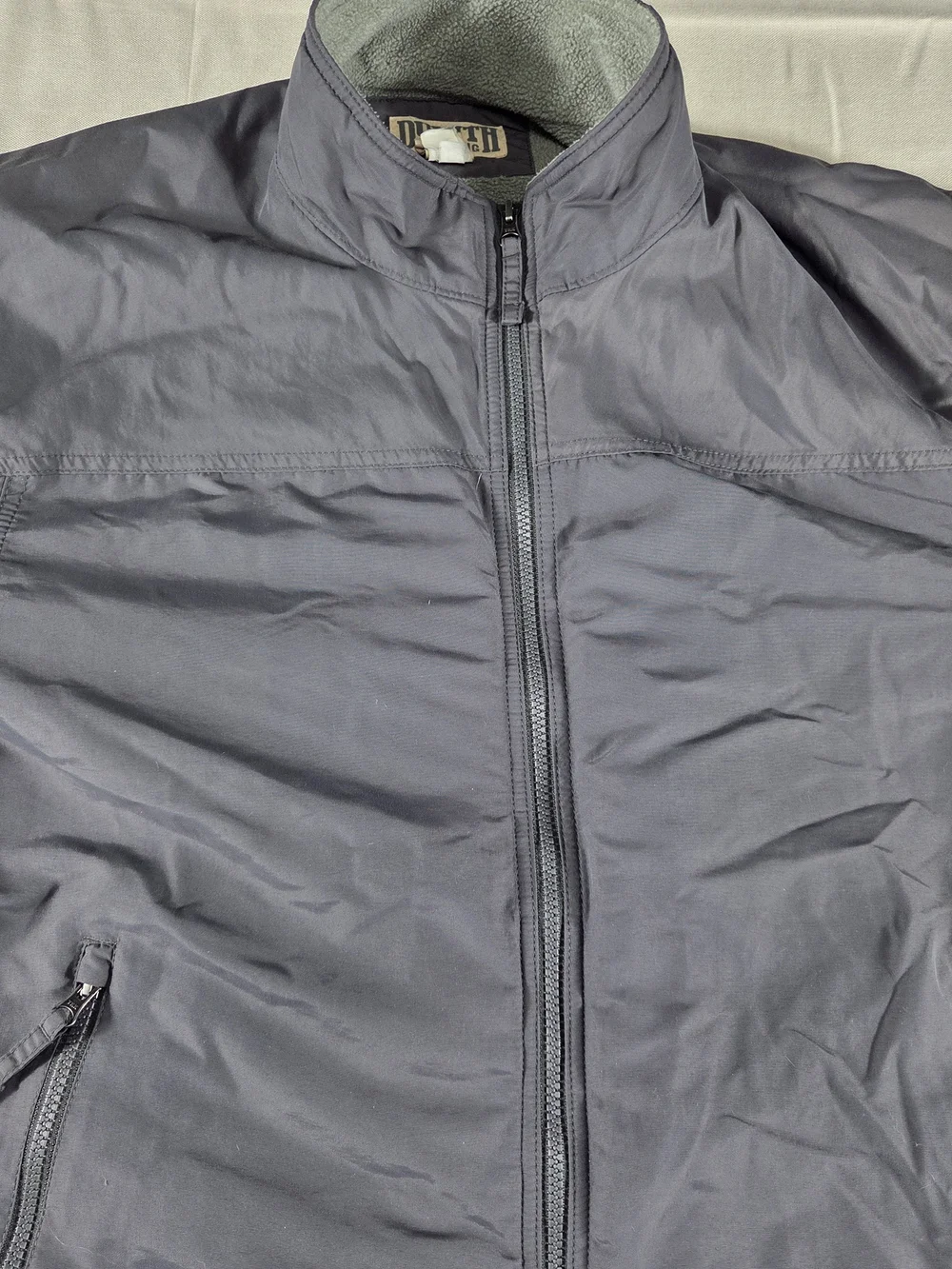 Duluth Trading Co Fleece Lined Bomber Jacket Mens Large Gray Full Zip