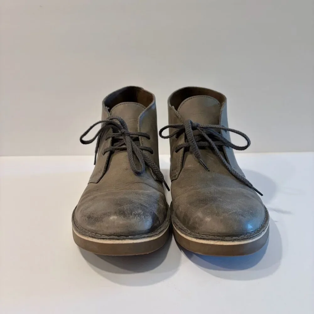 CLARKS Bushacre 2 Gray Leather Chukka Ankle Lace Up Boots Men's 9.5 US