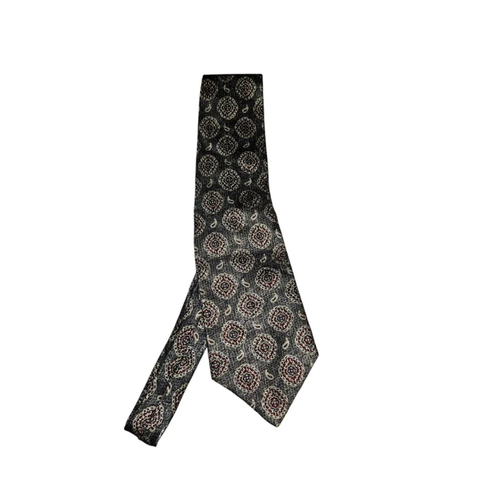 Vintage Stafford Executive Tie Gray Red Patterned Silk Necktie USA