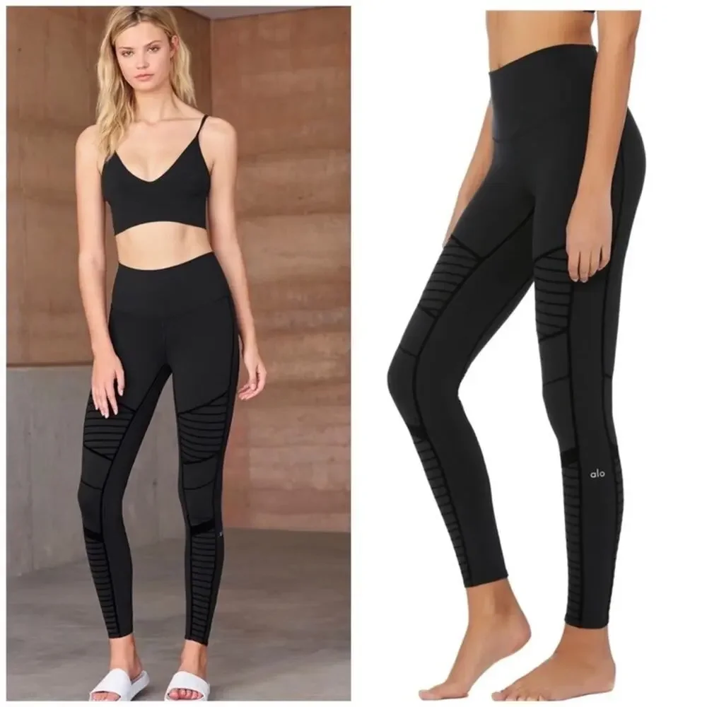 ALO Yoga Moto High Waist Leggings XS Black‎