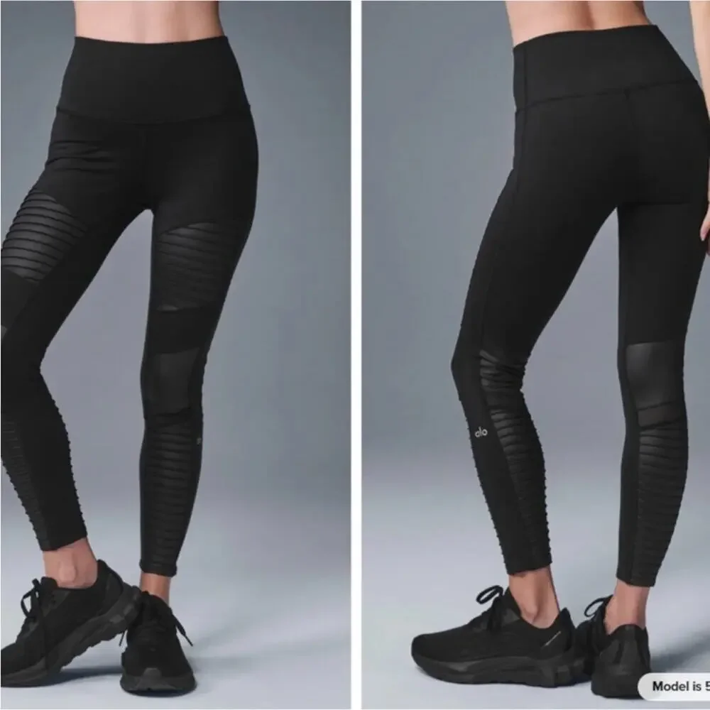 ALO Yoga Moto High Waist Leggings XS Black‎