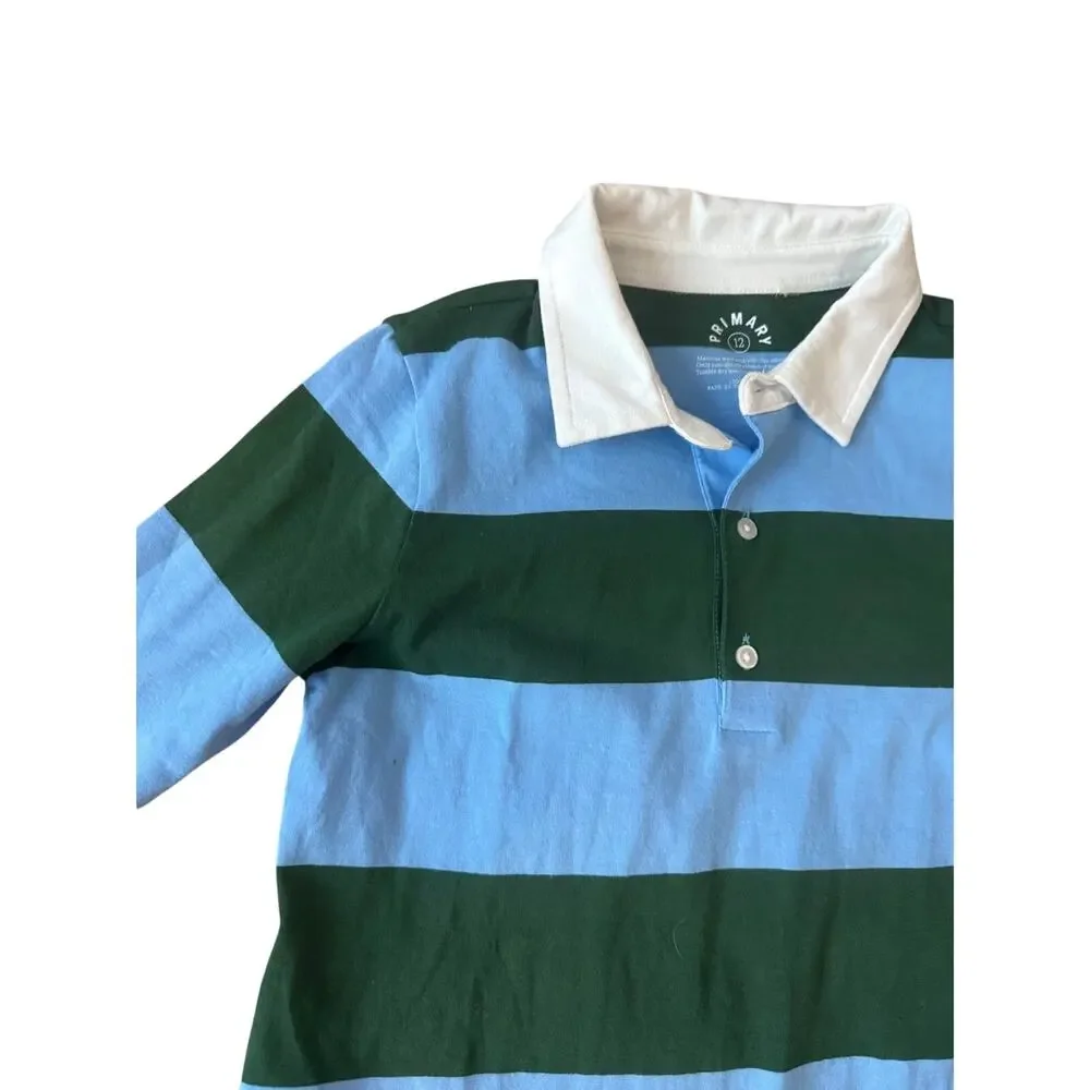 NWT Primary | Green + Blue Striped Long Sleeve Rugby Dress | Size 12