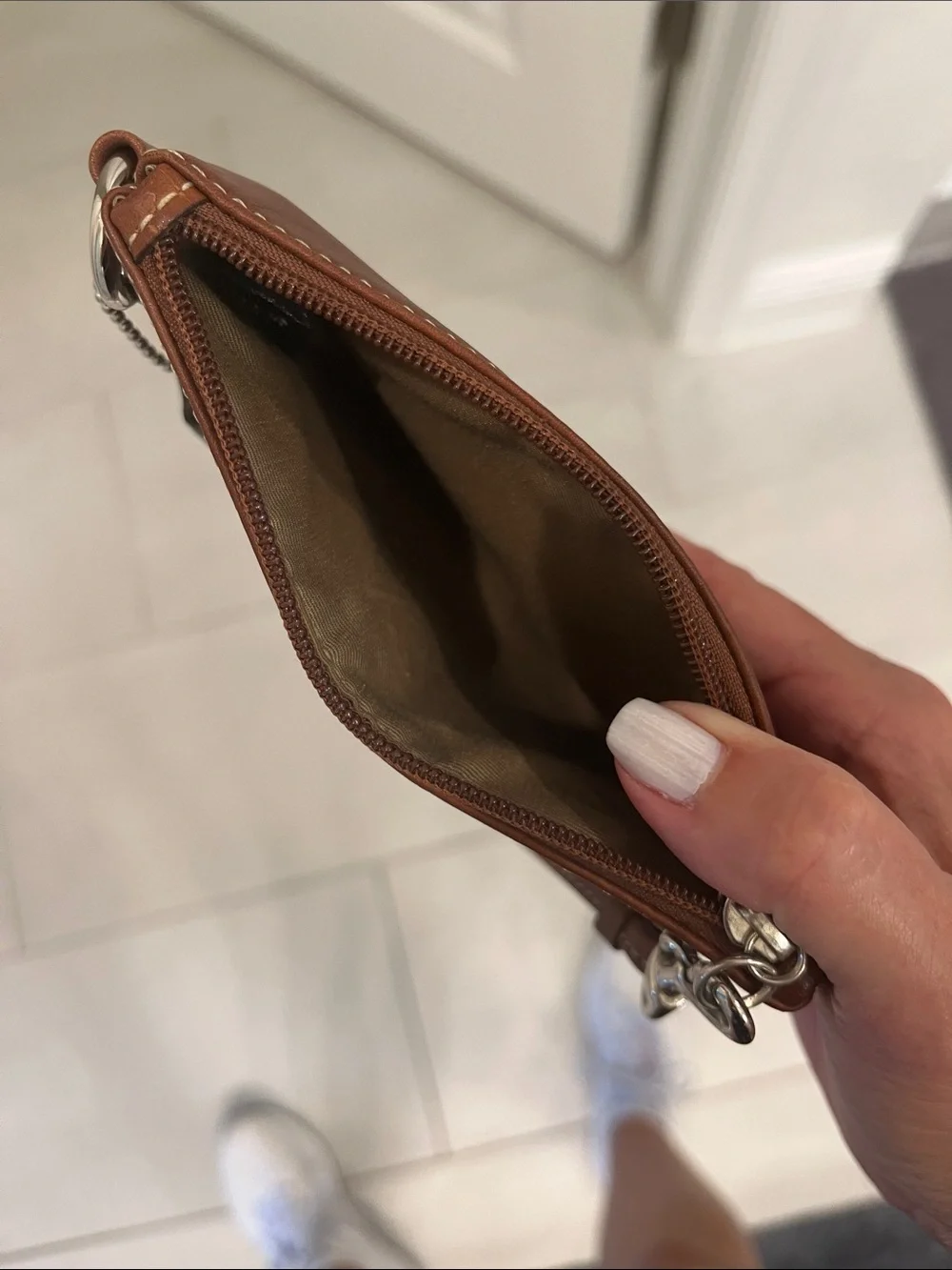 Coach Chestnut Leather Wristlet Pouch