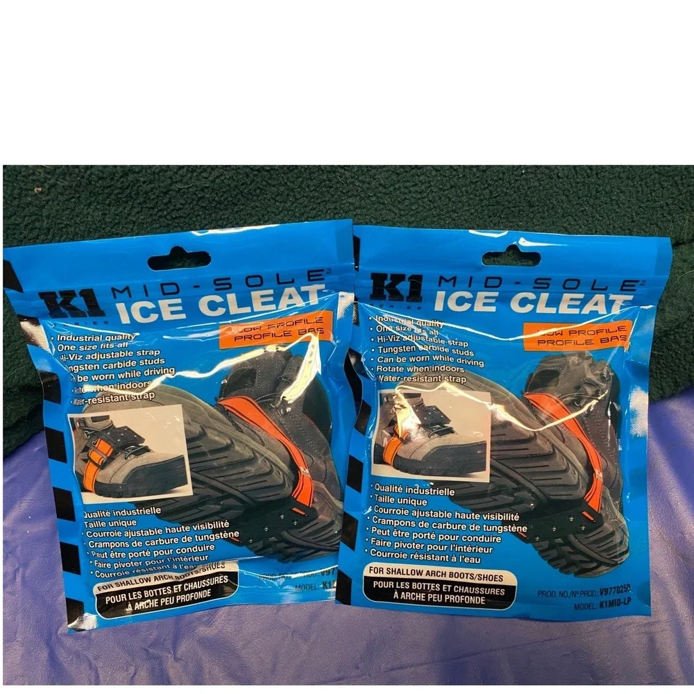 K1 Mid Sole Ice Cleat Traction Slip Snow Ice Grips One Size Fits All Pair
