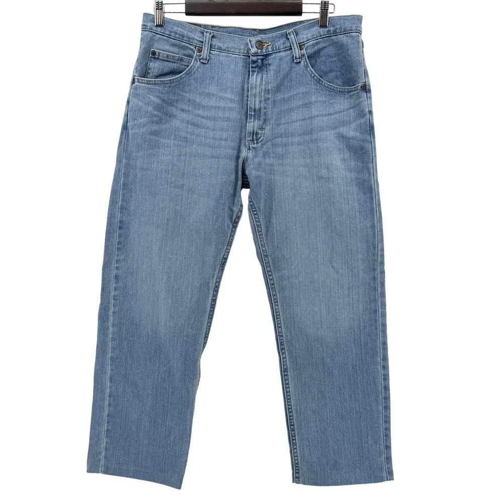 Wrangler Jeans Mens 34x29(hemmed to 27) Light Blue Straight Leg Premium Quality