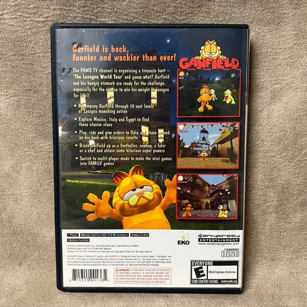 Garfield: Lasagna World Tour (Sony PlayStation 2, 2008) PS2 Complete With Manual