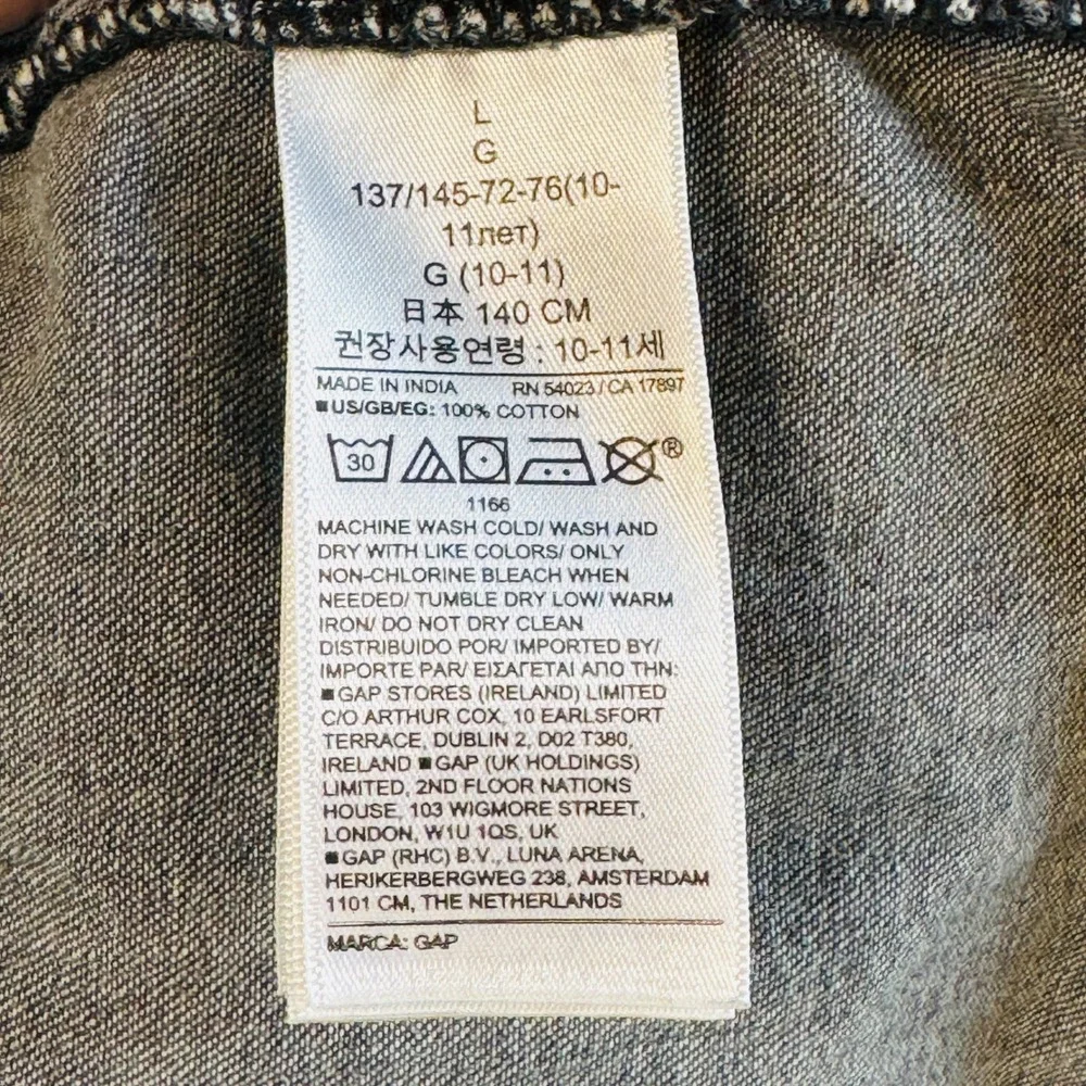 Gap Kids Denim Dress‎ Tiered Sleeveless Tank Casual Button Front Gray Black Sz L