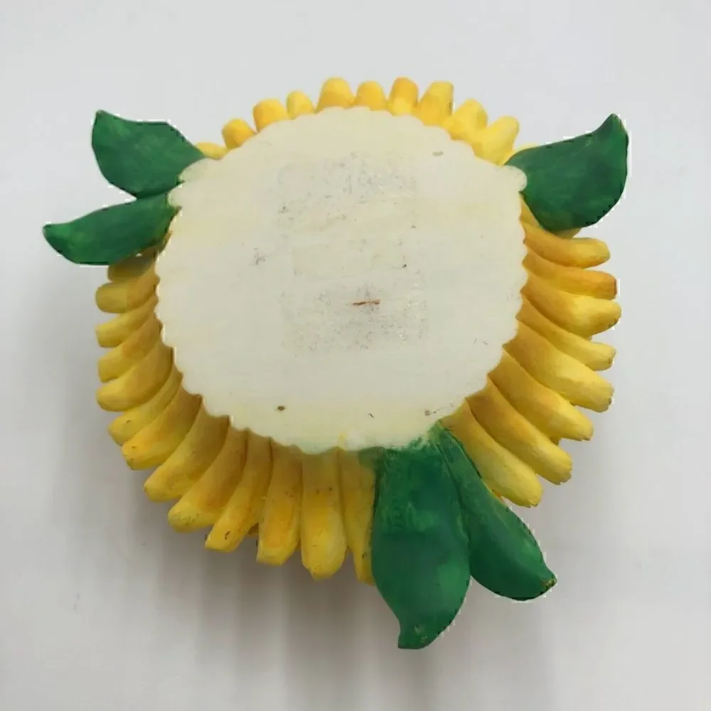 Vintage Trinket Keepsake Box Yellow Flower Design Hinged Collectible Sto…