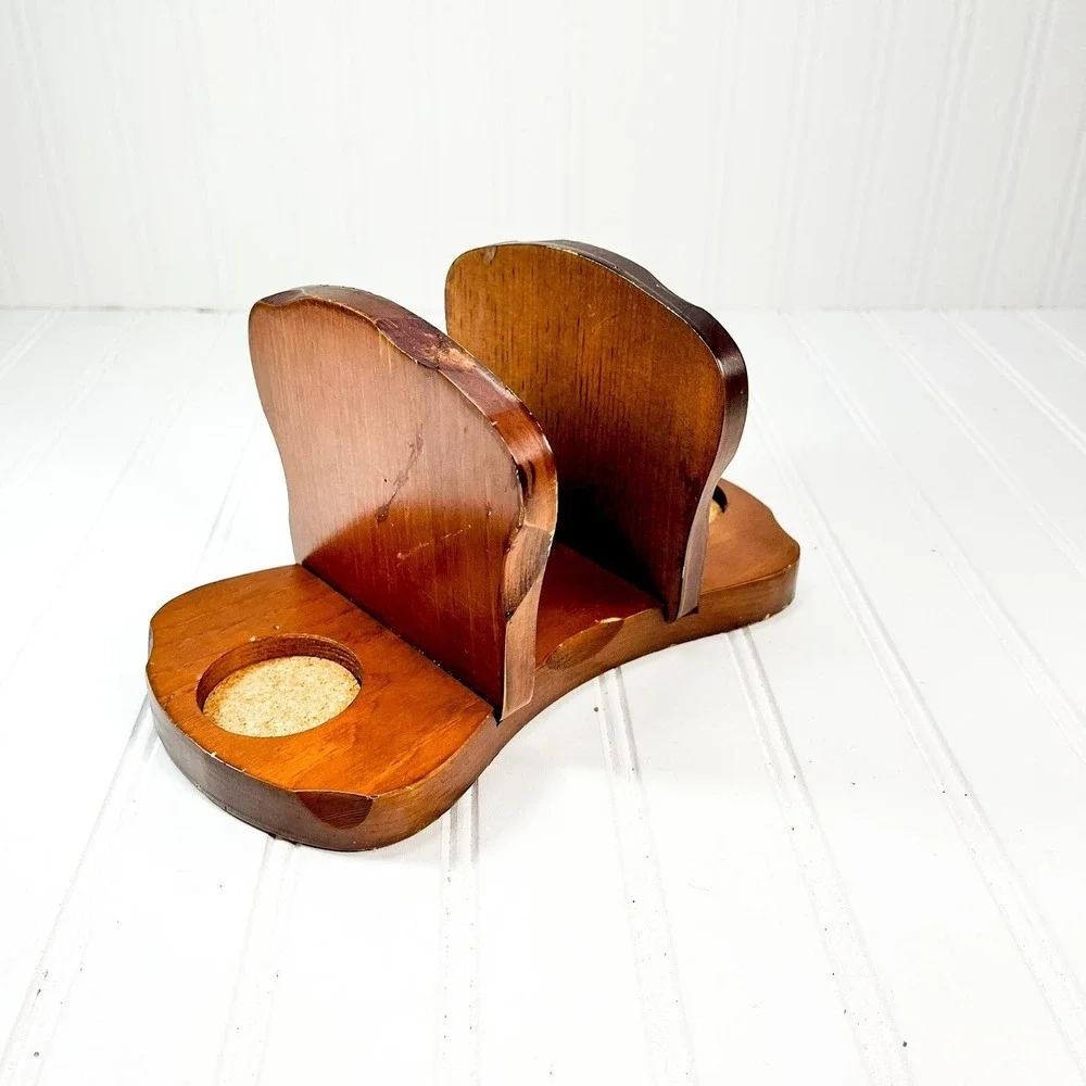 Vintage Wooden Napkin Holder: Mid-Century Modern Table Decor
