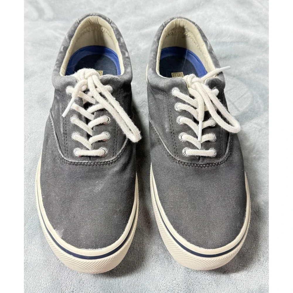Sperry Top-Sider Shoes Mens‎ Size 8.5 Gray Canvas Lace Up Sneakers Boat Casual