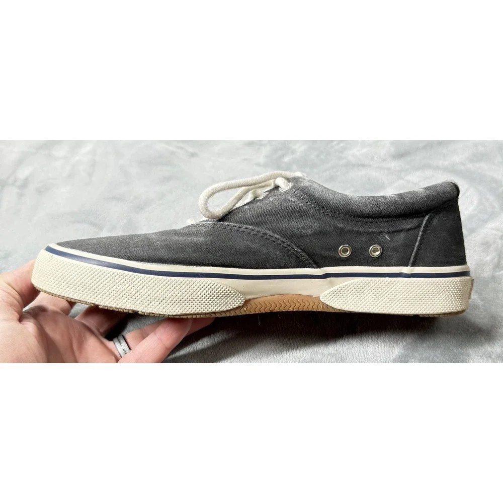 Sperry Top-Sider Shoes Mens‎ Size 8.5 Gray Canvas Lace Up Sneakers Boat Casual