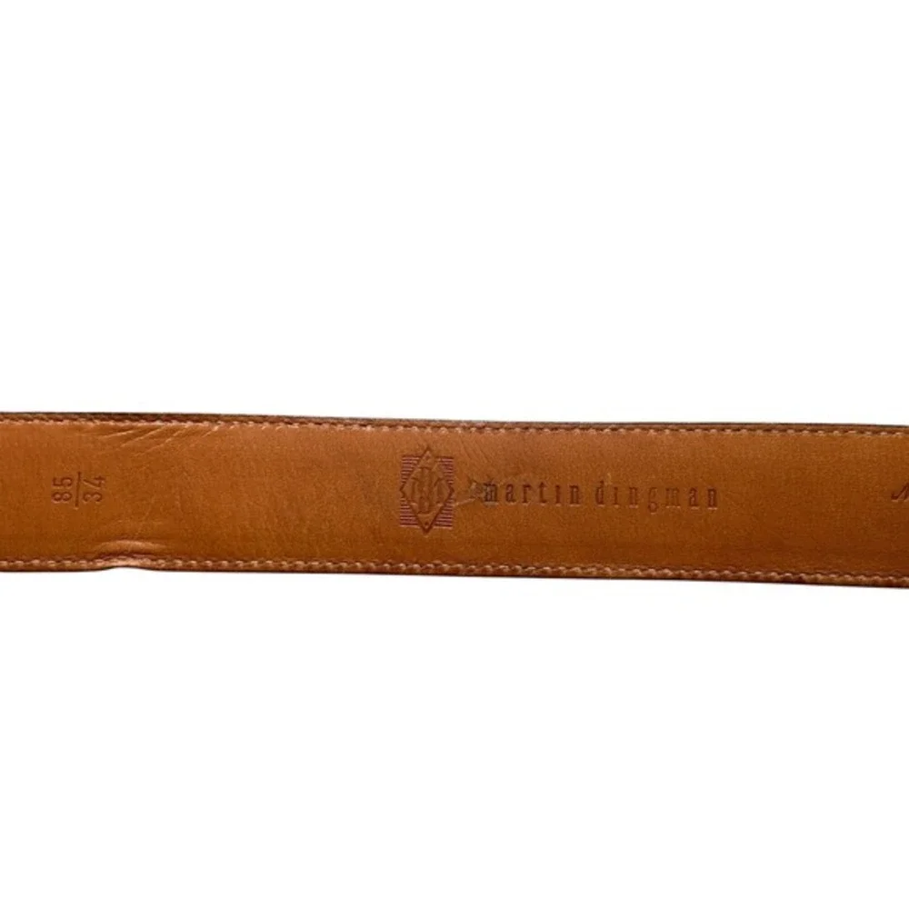 Martin Dingman Mens Brown Glazed Italian Calfskin Leather Dress Belt Size‎ 34 85