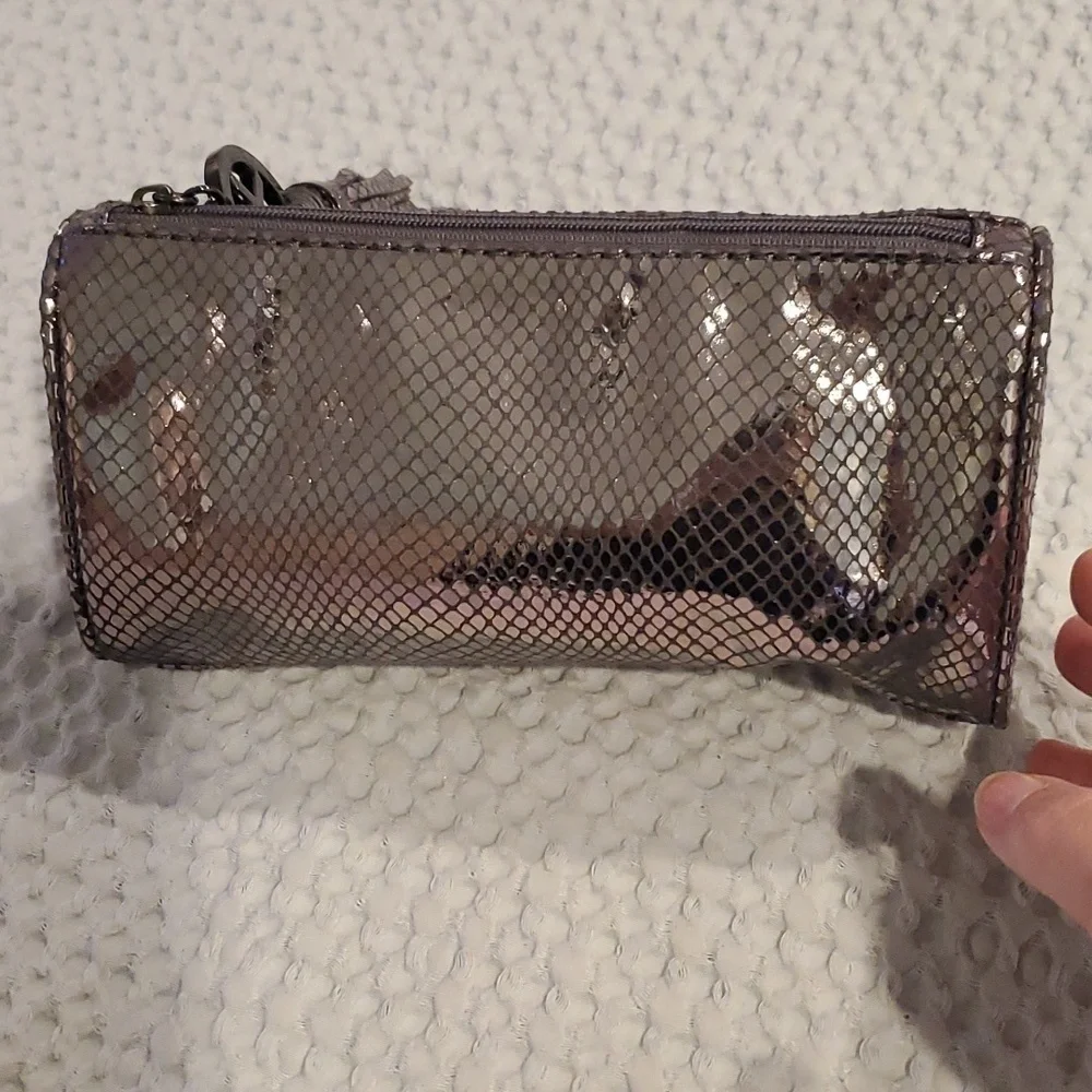 Michael Kors Ltd Edition Metallic Embossed Suede Signature Cosmetic Case NWOT