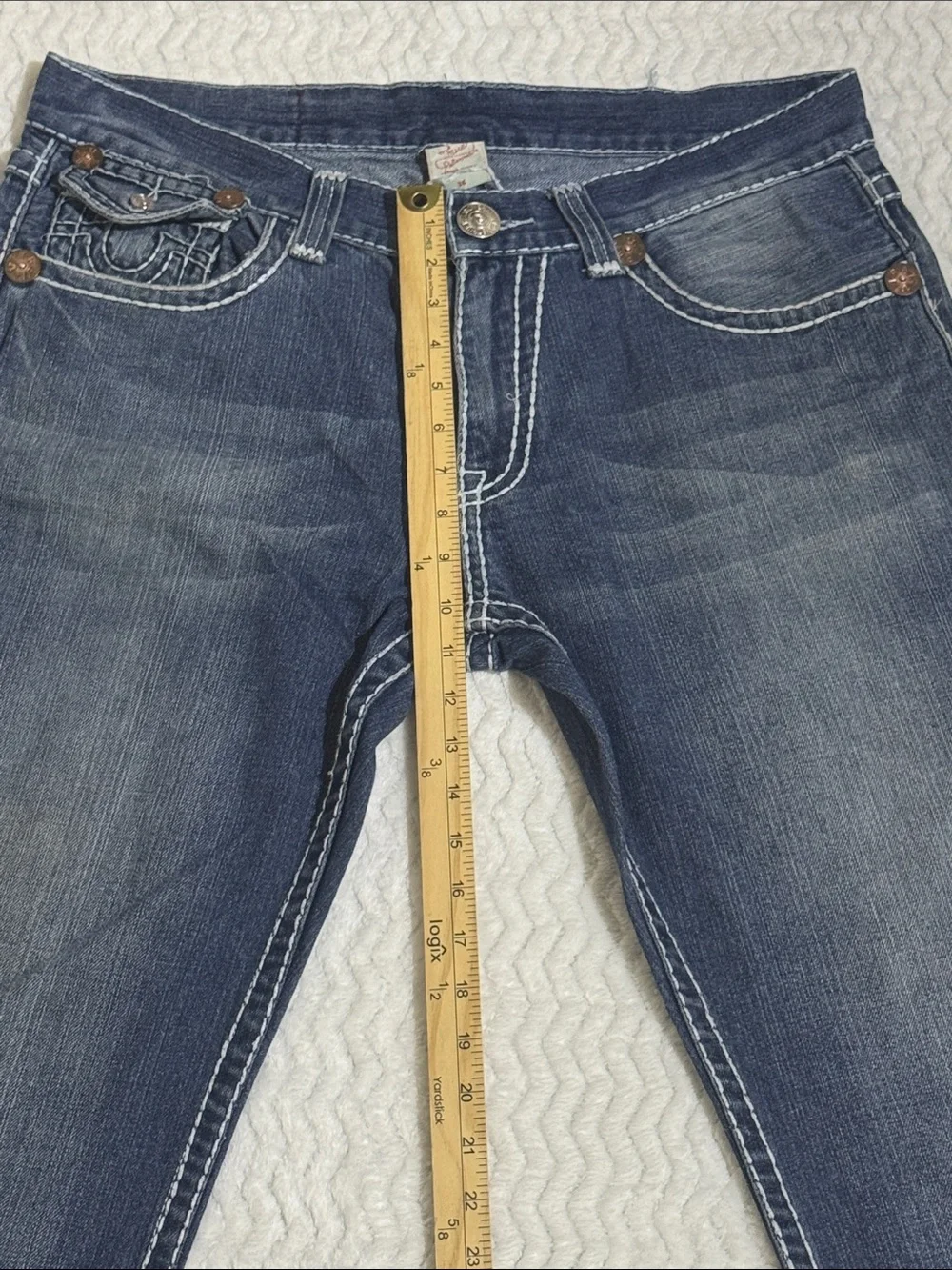 True Religion Joey Super T Denim Jeans Size 36 Embroidery Made in USA