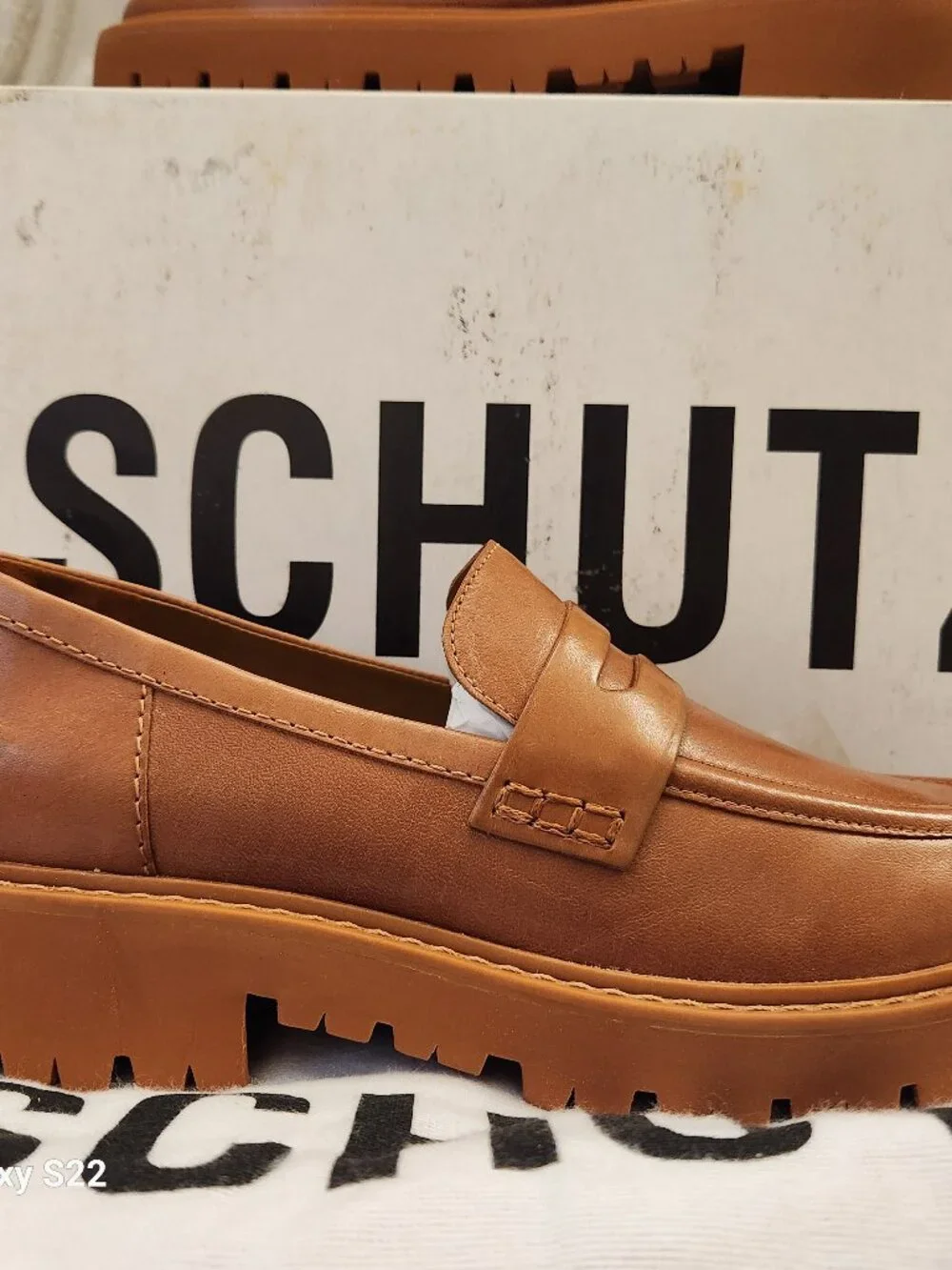 Schutz Leather Lug Loafers. 