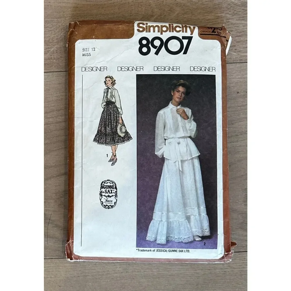 Gunne Sax Top Skirt Set Pattern Midi Maxi Skirt Two Patterns Vintage 80s RARE