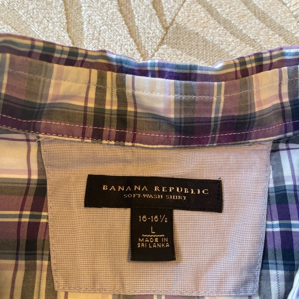 Banana Republic Men's Purple Plaid Shirt