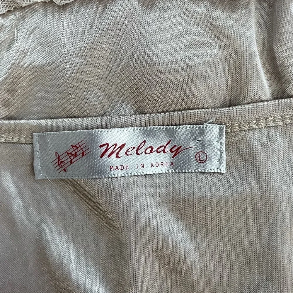 Melody Champagne Lace Hem Slip, size Large