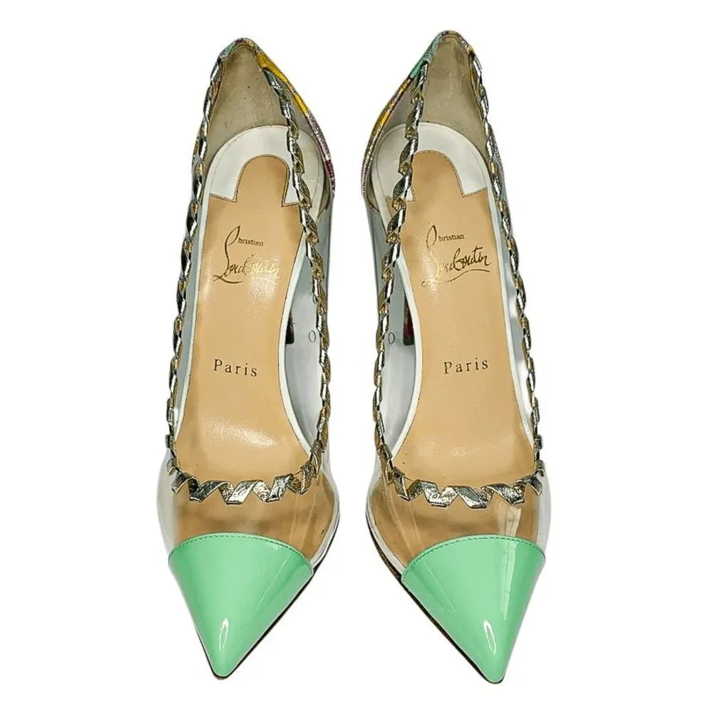 Christian Louboutin Lisabeth 100 Kyoto PVC Patent Pumps 39.5 Floral High Heels