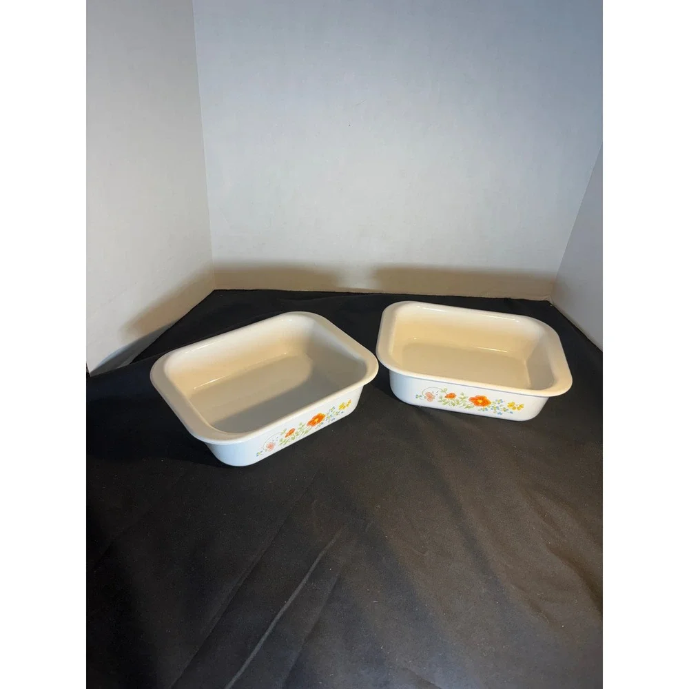 Corning Ware Petite French White‎ Set of 2 A-1 1/2-B Casserole Dishes Floral