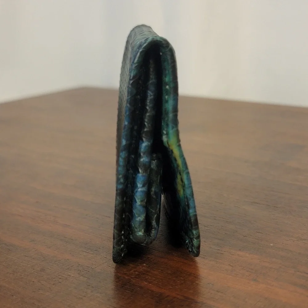 BCBG Max Azria Coin Pouch Blue Green‎ Snakeskin Print Coin Purse VTG