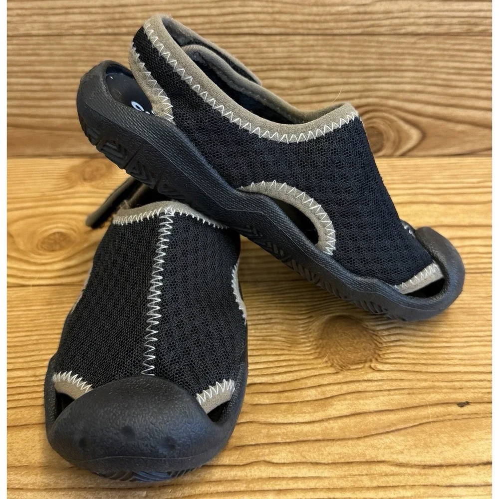 Boys Crocs Swiftwater Sandals Closed Toe Slide On Black Water‎ Shoes Childs 11