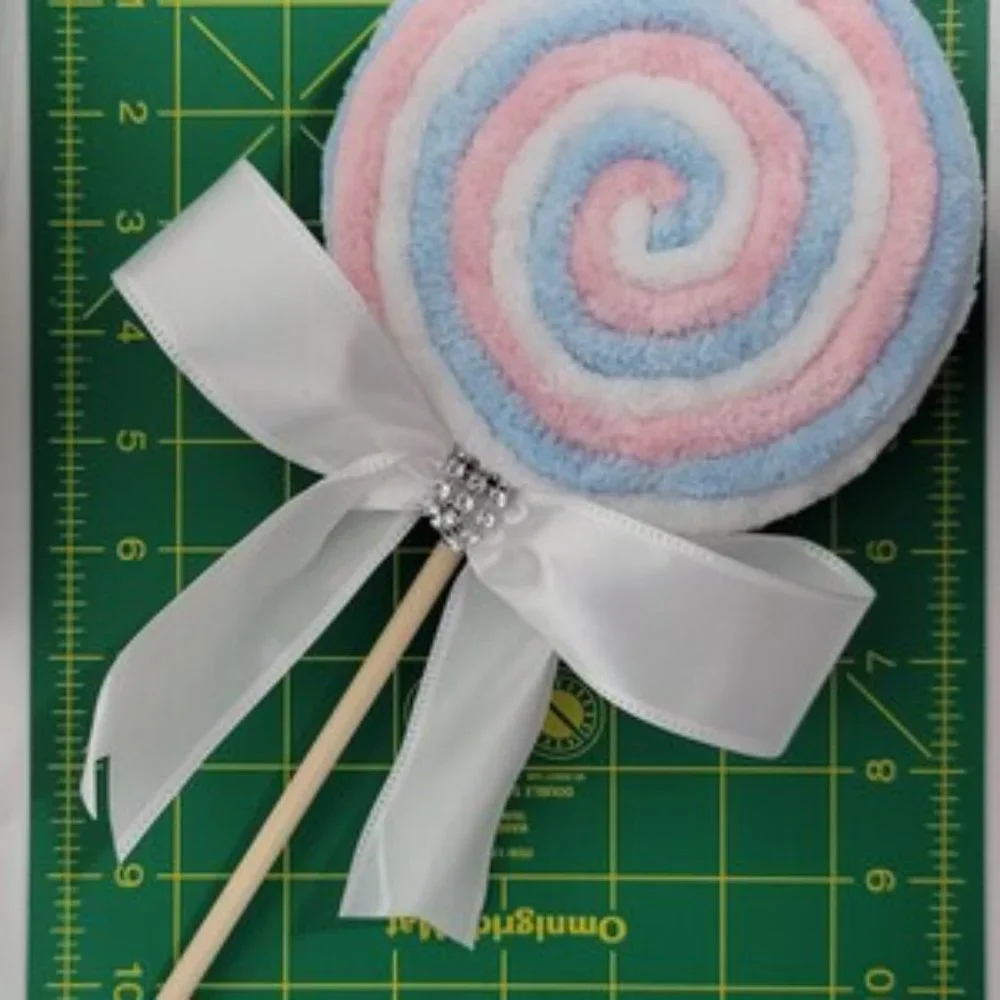 Decorative Velvety Yarn Baby Blue, Pink, & White‎ Lollipop