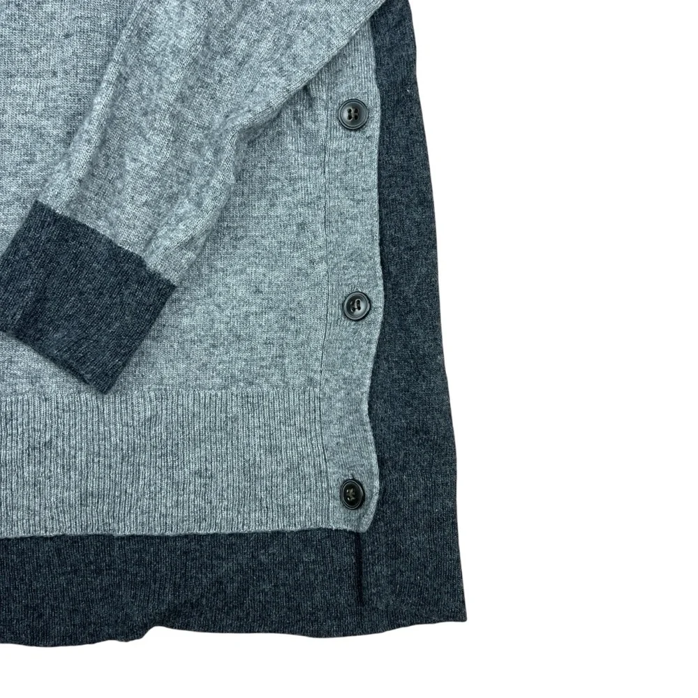 J.Crew Wool Blend Sweater Women’s Medium Gray Elbow‎ Patches Side Buttons Raglan