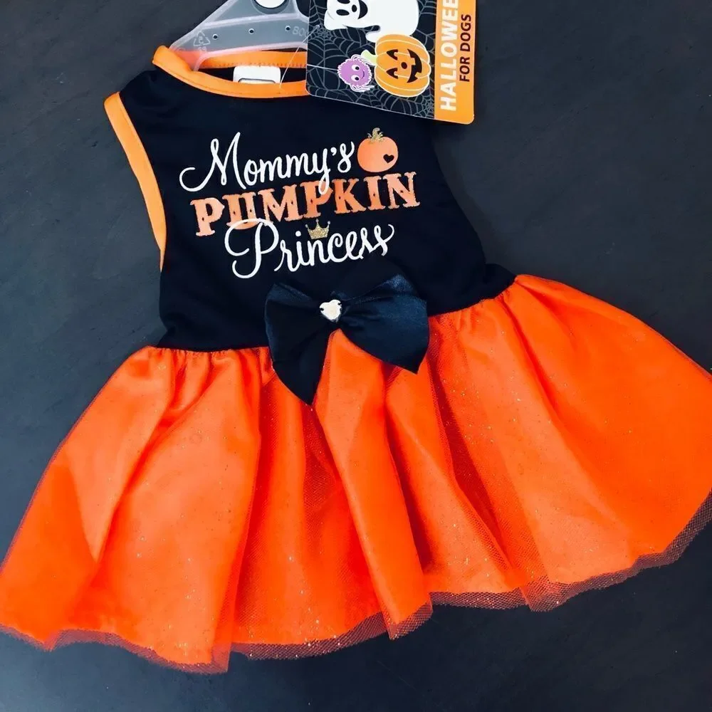 Pumpkin Princess Halloween Costume Dog Pet Dress XS