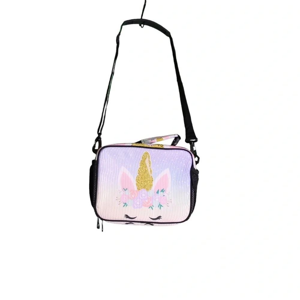 Unicorn Floral‎ Stars Lunch Bag with Removable Adjustable Shoulder Strap