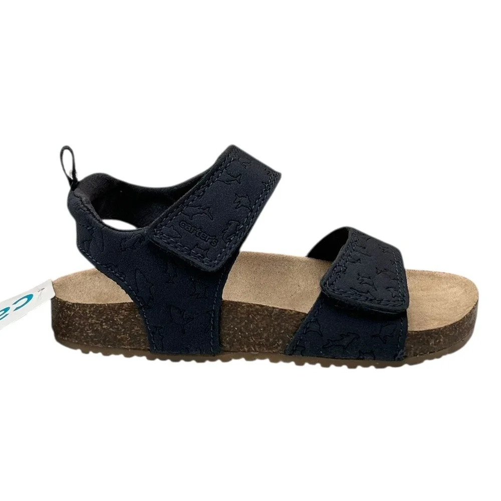 Carter's Toddler Boys Slip-on Sandals Size 9 Navy Blue Adjustable Straps Comfort