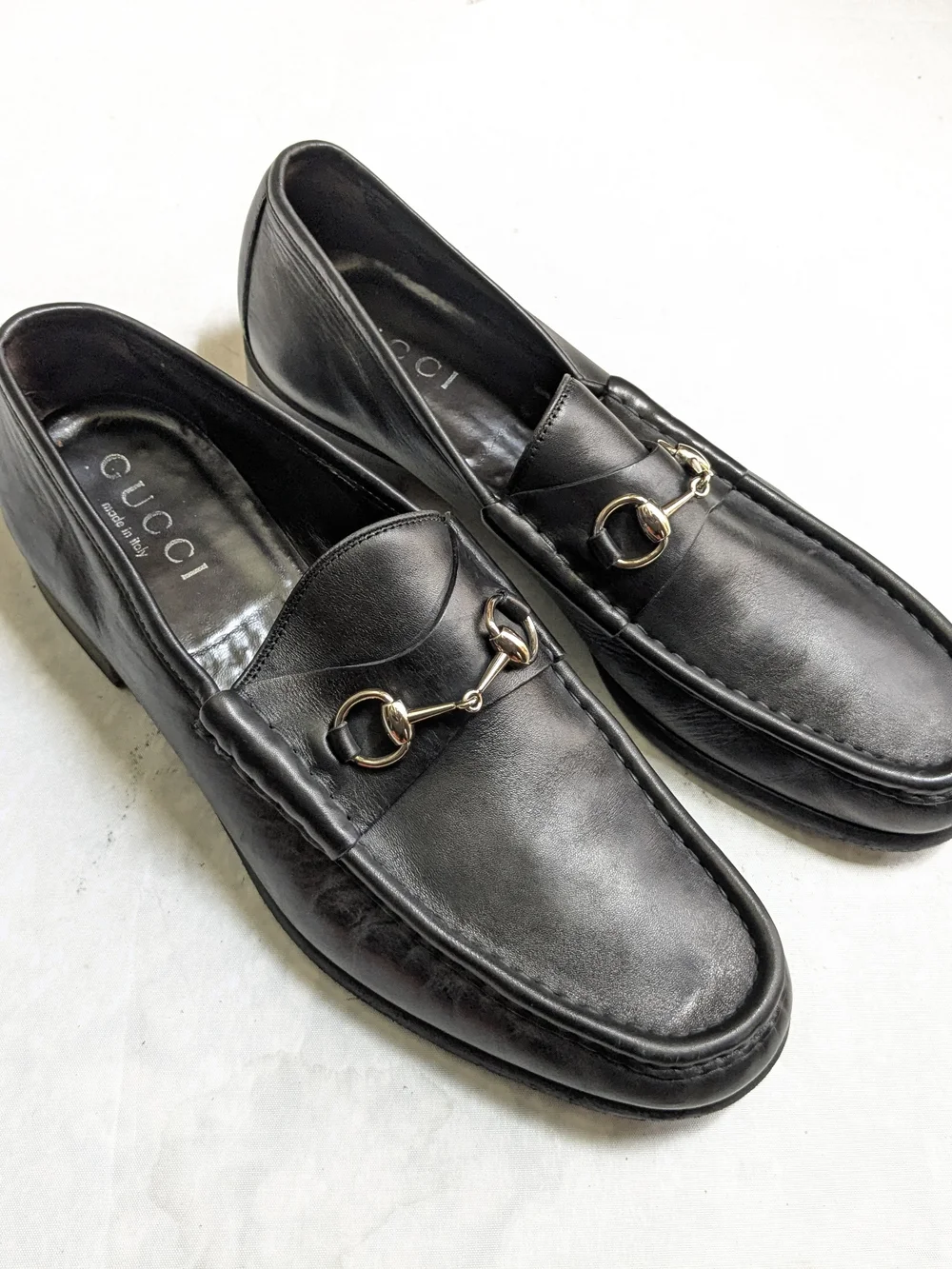 Gucci Men’s Black Leather Horsebit Loafers 13 D