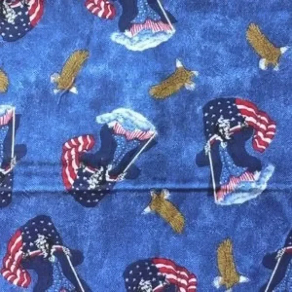 FABRIC #214 Fabric - Cotton - Patriotic Uncle Sam Eagle Print 45 x 45