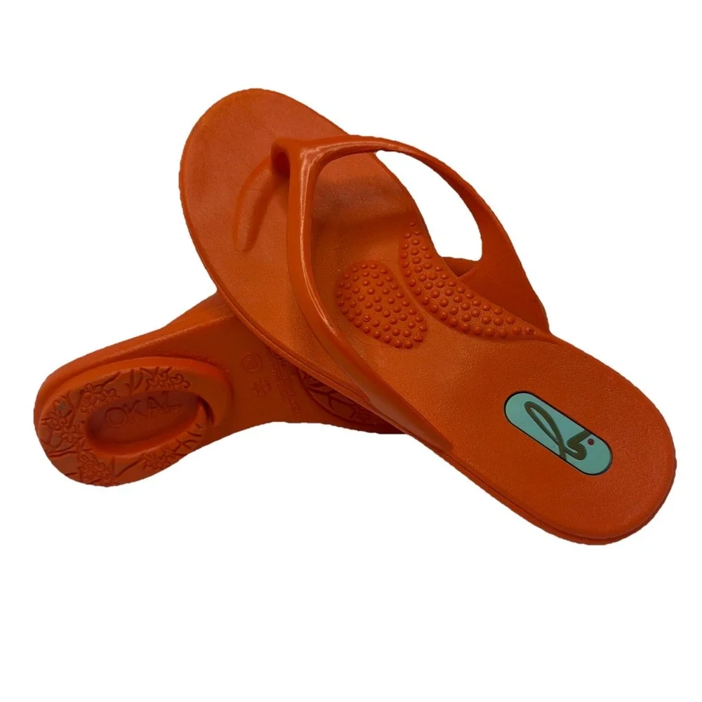 Oka B Sandal Flip Flop Thong Orange Xs Kids 3-4 Costal Beach Vacation Spring